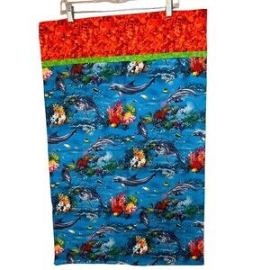 Dolphins & Coral Handmade Set Of 2 Standard Pillowcases Novelty Cotton Fabric